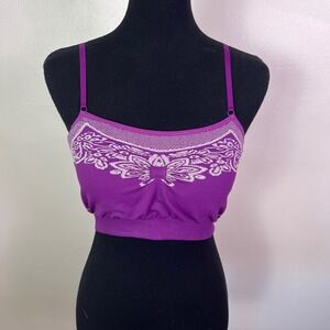 Athleta XL Performance Seamless Sports Bra Purple Butterfly Jacquard